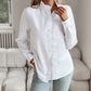 Striped Long Sleeve Shirt Fashion Ruffle Design Button Up Tops Casual Office Blouse Elegant Commuting Women's Clothing