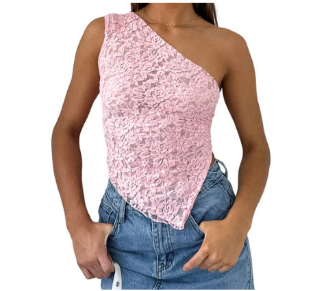 Ins Lace Backless Top Summer Solid Color Waistless