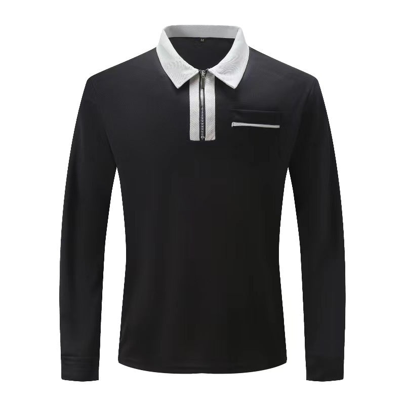2024 Autumn Mens Long Sleeve Zipper Polo Shirts