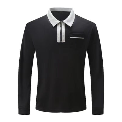 2024 Autumn Mens Long Sleeve Zipper Polo Shirts