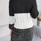 Cable-Knit Round Neck Color Block Sweater Dress