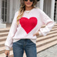 Round Neck Love Sweater Pullover Plus Size Peach Heart Sweater