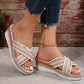 Linen Wedge Sandals Summer Ethnic Style Cross-strap Sandals