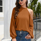 Off-the-shoulder Long Sleeve Crew Neck T-shirt Top Women