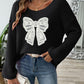 Bow Boat Neck Long Sleeve Sweater