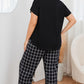 Plus Size V-Neck Top and Plaid Pants Lounge Set