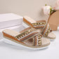 Linen Wedge Sandals Summer Ethnic Style Cross-strap Sandals