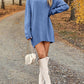 V-Neck Dropped Shoulder Sweater Dress