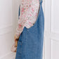 Square Neck Wide Strap Denim Overall Dress