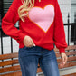 Round Neck Love Sweater Pullover Plus Size Peach Heart Sweater