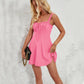 Summer Sleeveless Solid Color A-line Dress Lace-up Suspender Mini Skirt