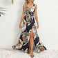 V-neck Floral Print Long Dress