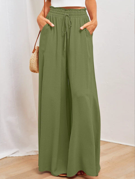 Flowers Printed Wide-leg Trousers Summer Casual Straight Pants