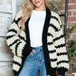 Striped Contrast Open Front Long Sleeve Cardigan