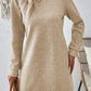 Textured Round Neck Long Sleeve Mini Dress