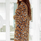 Full Size Leopard Open Front Long Sleeve Cardigan