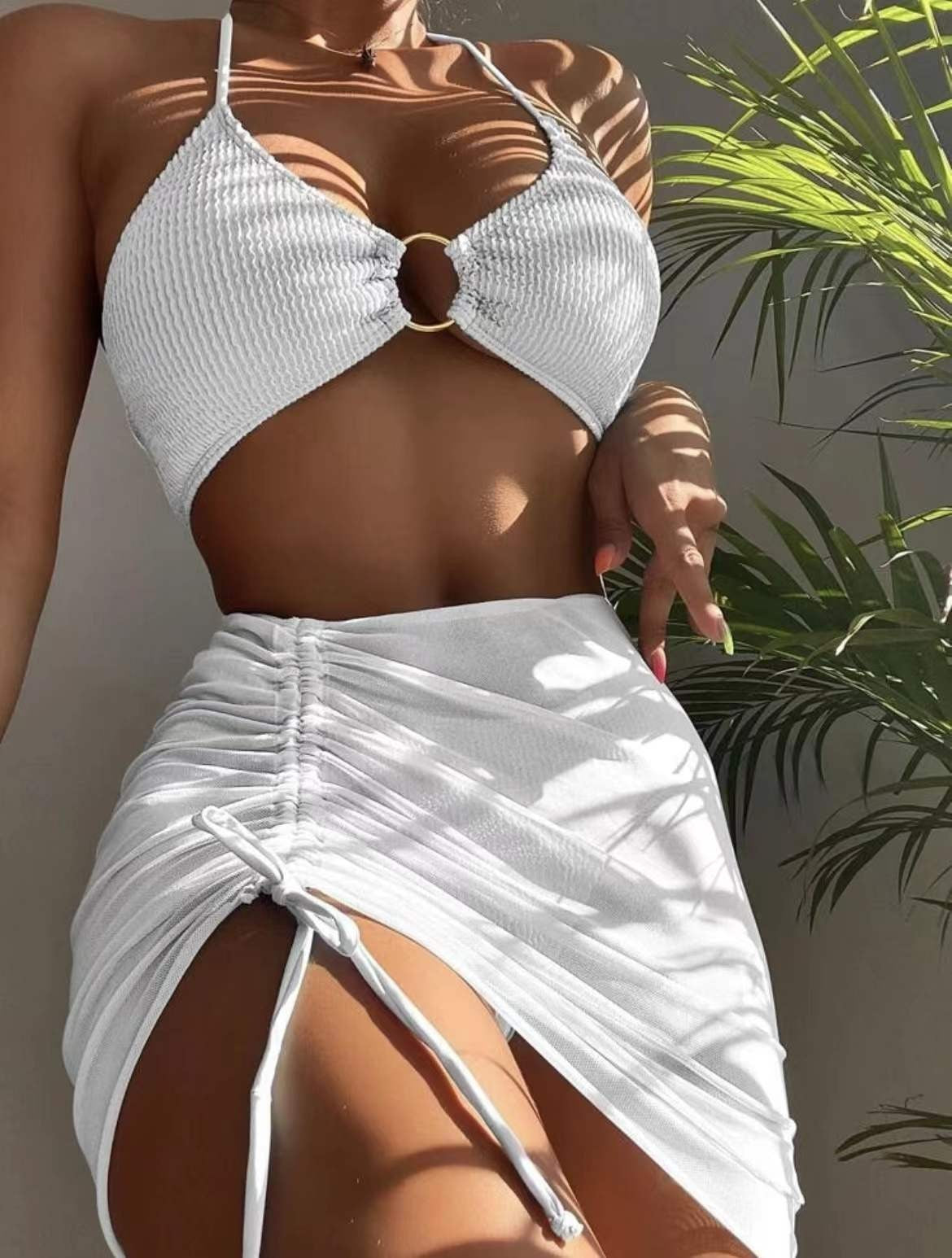 3pcs Halter Bikini Summer Fashion Personalized Three-point Beach Swimsuit