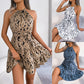 Casual Leopard Print Ruffled Swing Dress Summer Fashion Beach Dresses Women