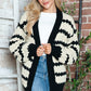 Striped Contrast Open Front Long Sleeve Cardigan