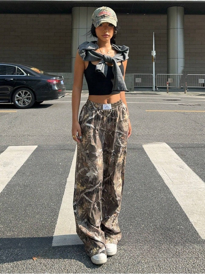 Slimming Casual Pants Hip Hop Retro Street Multi-pocket Camouflage Cargo Pants