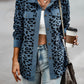 Leopard Print Shirt Coat Fashion Button Long Sleeve Jacket Women