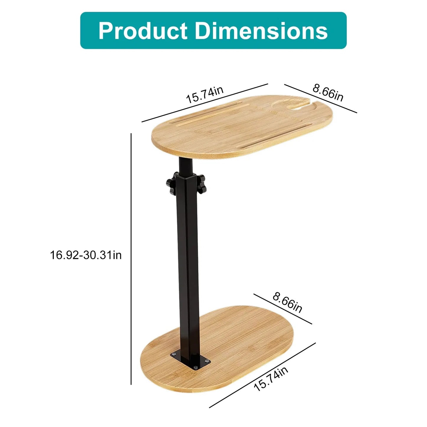 Bath Tub Tray Table, Liftable Freestanding Bamboo Bath Tray Caddy