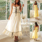 Summer Suspender Spaghetti Strap Long Dresses With Bow Pleat