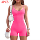 Spaghetti Strap Shorts Jumpsuit Sports Yoga Workout Tight Romper