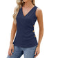 Fashion Vest With Button Design New Sleeveless V-neck T-shirt