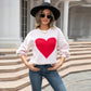 Round Neck Love Sweater Pullover Plus Size Peach Heart Sweater