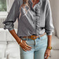 Striped Long Sleeve Shirt Fashion Ruffle Design Button Up Tops Casual Office Blouse Elegant Commuting Women's Clothing