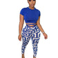 Fashion Printed Trousers Short Sleeve Two-piece Set