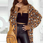 Full Size Leopard Open Front Long Sleeve Cardigan