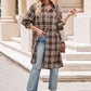 Mandy Plaid Collared Neck Long Sleeve Coat