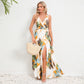 V-neck Floral Print Long Dress