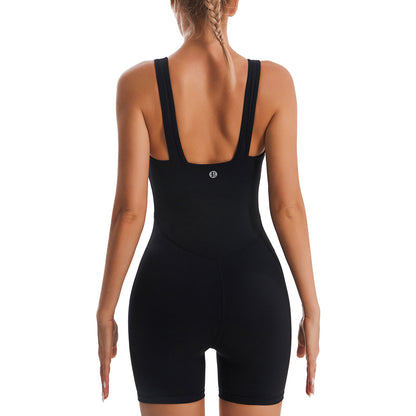 Square Collar Sleeveless Backless Yoga Jumpsuit