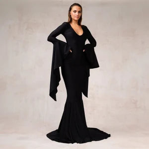 Morticia Puddle Train Gown Dress