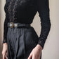 RARE 1990 Etincelle Couture Paris black velvet embroidered bodysuit M