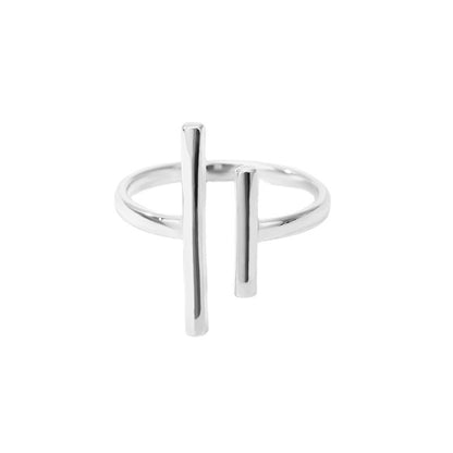 Parallel Bars Simple Ring Stainless Steel Ladies Ring