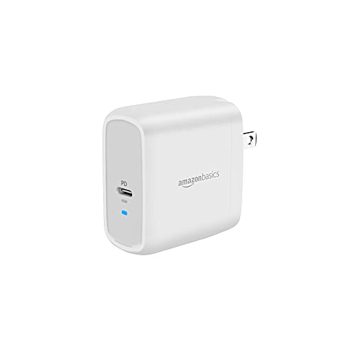 Amazon Basics 30W One-Port GaN USB-C Wall Charger with Power Delivery PD for Tablets & Phones (iPhone 14/13/12/11/X,iPad,Samsung)-White (non-PPS)