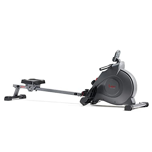 Sunny Health & Fitness Rowing Machine with Magnetic Resistance, LCD Monitor, 8-level Resistance, 1117 mm Step Length, 113 KG Max. Weight - SF-RW5515, Ergometer, Training Computer