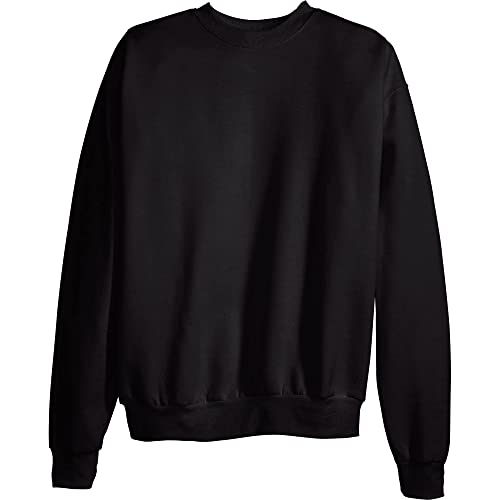Hanes Men's Sweatshirt, EcoSmart Fleece Crewneck Sweatshirt, Cotton-Blend Fleece Sweatshirt, Plush Fleece Pullover Sweatshirt, Black, Large