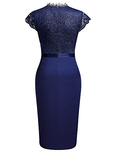 Miusol Women's Retro Floral Lace Ruffle Style Cocktail Mini Dress