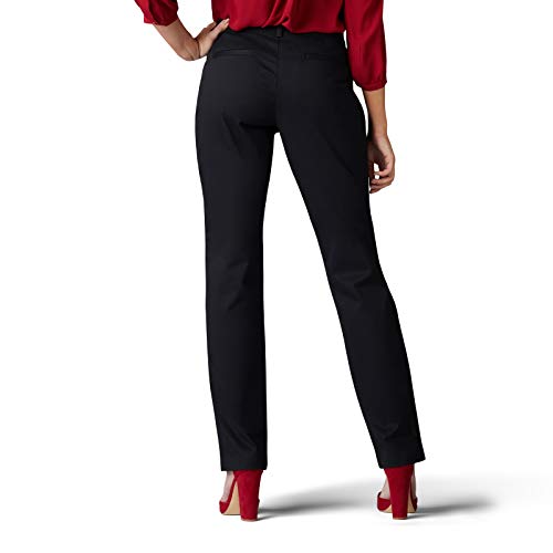 Lee Women's Wrinkle Free Relaxed Fit Straight Leg Pant, Black, 2 Long