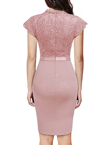 Miusol Women's Retro Floral Lace Ruffle Style Cocktail Mini Dress