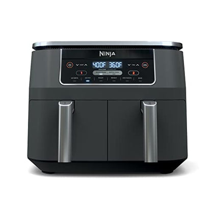 Ninja Foodi 6-in-1 8-qt. (7.6L) 2-Basket Air Fryer DualZone Technology, Match Cook & Smart Finish to Roast, Broil, Dehydrate & More for Quick, Easy Meals, Slate Grey (DZ201C) Canadian Version