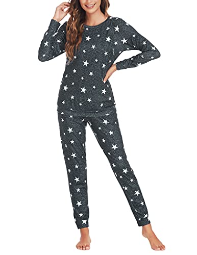 Ekouaer Maternity Clothes Winter Nursing PJS Thermal Underwear Set for Women Stirped Winter Warm Maternity & Nursing Pjs (Light Gray M)