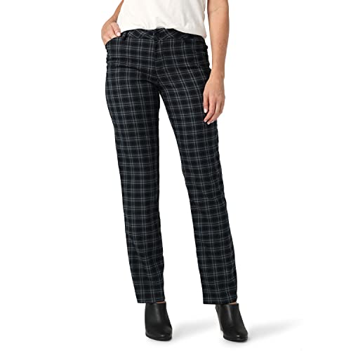 Lee Women's Wrinkle Free Relaxed Fit Straight Leg Pant, Black, 2 Long