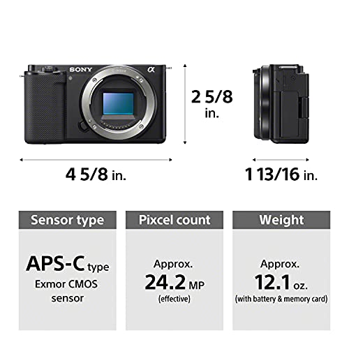 Sony Alpha ZV-E10 - APS-C Interchangeable Lens Mirrorless Vlog Camera Kit - White