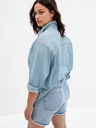 Gap Women's Big Shirt, Black Plaid, X-Large